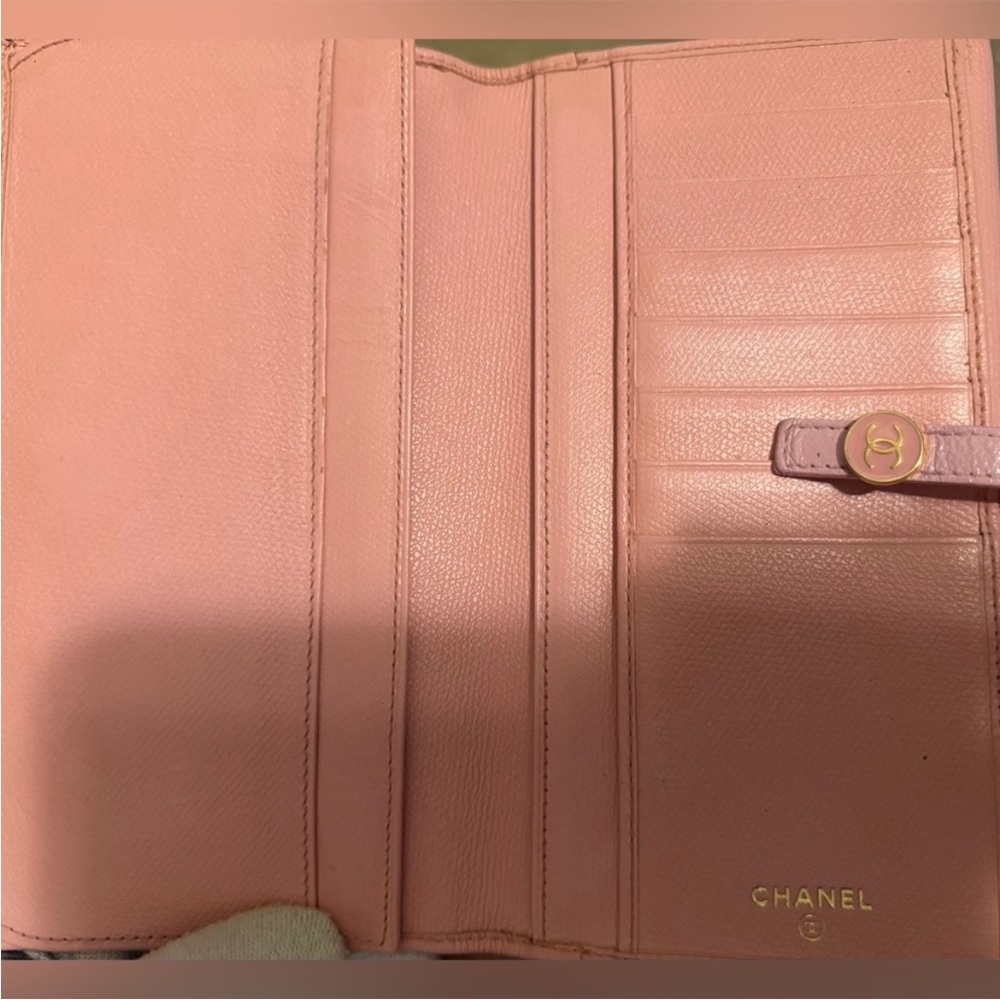 Chanel Pink Grained Calfskin CC Button Long Wallet - Picture 9 of 10